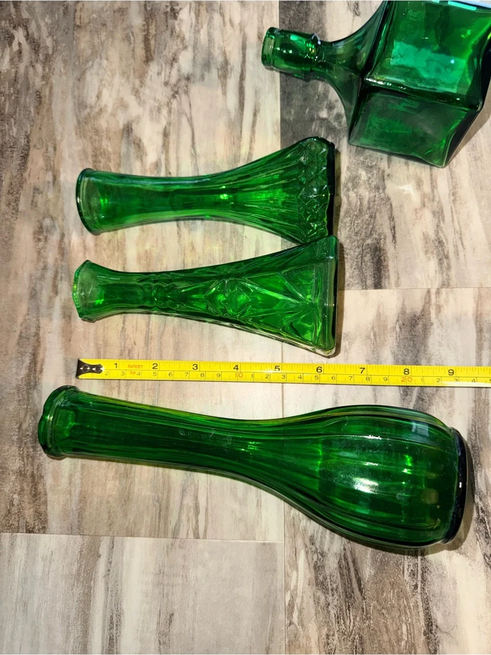 Green Glass Decorative Flower Bud Vases - Set of 4